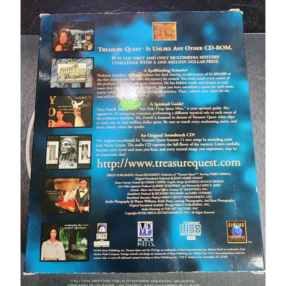 Treasure Quest CD-ROM 1996 PC Computer Game Big Box Solve the Mystery Complete!